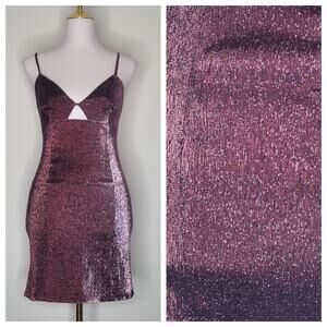 H‎ & M Sparkly Metallic Purple Strappy Mini Bodycon Dress Birthday Club Sz S NWT